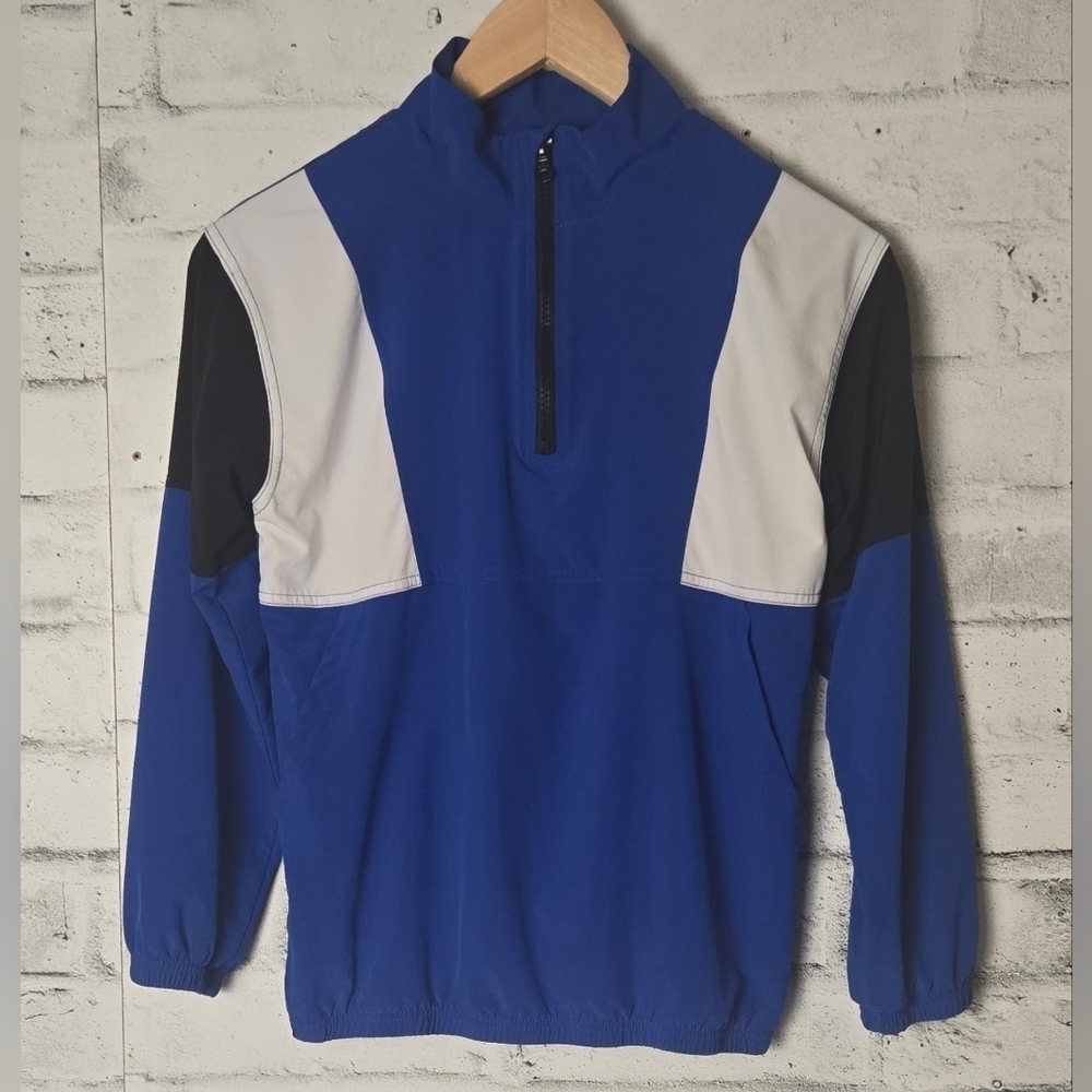 Joe Fresh Boys Lightweight 1/4 Zip Pullover Jacket Blue White Size L
